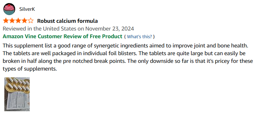 Review de SilverK - 4 estrellas - Robust calcium formula
